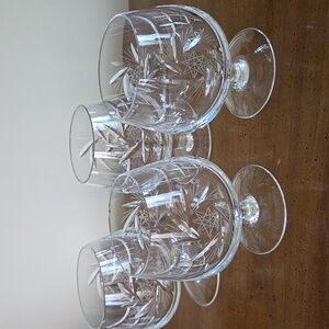 4 Pinwheel Crystal Brandy Glasses Snifters